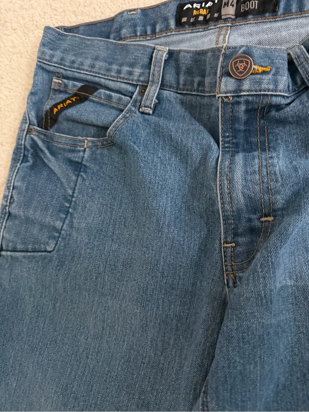 Ariat Rebar M4 Jeans Men’s 32x30 Blue Relaxed Boot Denim Western Stretch